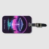 Buitenaards ruimteschip retro futuristisch bagagelabel (Voorkant (horizontaal))