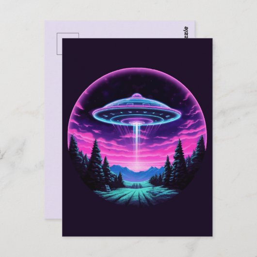 Buitenaards ruimteschip retro futuristisch briefkaart (Voorkant / Achterkant)