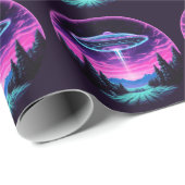 Buitenaards ruimteschip retro futuristisch cadeaupapier (Rol Hoek)