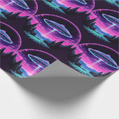 Buitenaards ruimteschip retro futuristisch cadeaupapier (Hoek)