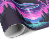 Buitenaards ruimteschip retro futuristisch cadeaupapier (Rol Hoek)