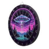 Buitenaards ruimteschip retro futuristisch dartbord (Voorkant Rechts)