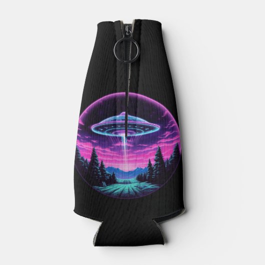 Buitenaards ruimteschip retro futuristisch flesjeskoeler (Achterkant)