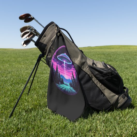 Buitenaards ruimteschip retro futuristisch golfhanddoek (Groen)