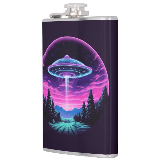 Buitenaards ruimteschip retro futuristisch heupfles (Links)