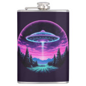 Buitenaards ruimteschip retro futuristisch heupfles (Voorkant)