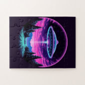 Buitenaards ruimteschip retro futuristisch legpuzzel (Horizontaal)