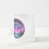 Buitenaards ruimteschip retro futuristisch matglas koffiemok (Voorkant links)