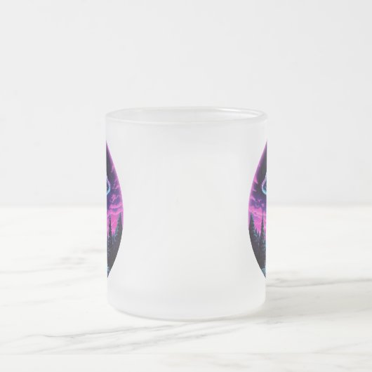 Buitenaards ruimteschip retro futuristisch matglas koffiemok (Center)