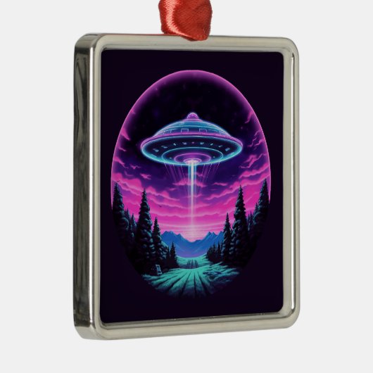 Buitenaards ruimteschip retro futuristisch metalen ornament (Rechts)