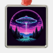 Buitenaards ruimteschip retro futuristisch metalen ornament (Voorkant)