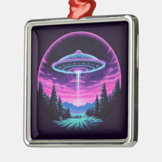 Buitenaards ruimteschip retro futuristisch metalen ornament (Links)