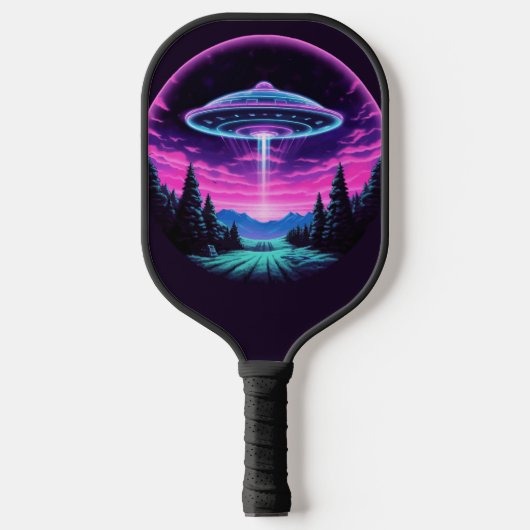 Buitenaards ruimteschip retro futuristisch pickleball paddle (Voorkant)
