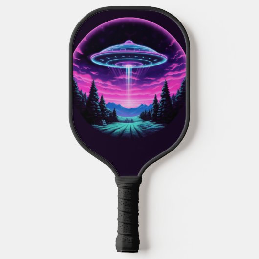 Buitenaards ruimteschip retro futuristisch pickleball paddle (Achterkant)
