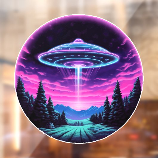 Buitenaards ruimteschip retro futuristisch raamsticker (Vel 2)