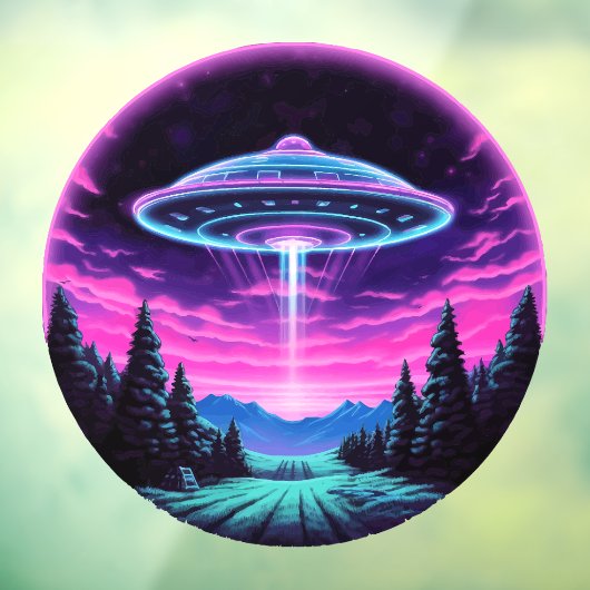 Buitenaards ruimteschip retro futuristisch raamsticker (Vel 3)