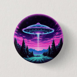 Buitenaards ruimteschip retro futuristisch ronde button 3,2 cm