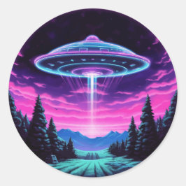 Buitenaards ruimteschip retro futuristisch ronde sticker