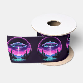 Buitenaards ruimteschip retro futuristisch satijnen lint