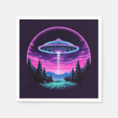 Buitenaards ruimteschip retro futuristisch servet (Voorkant)