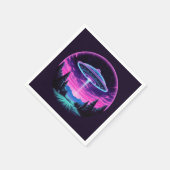 Buitenaards ruimteschip retro futuristisch servet (Hoek)