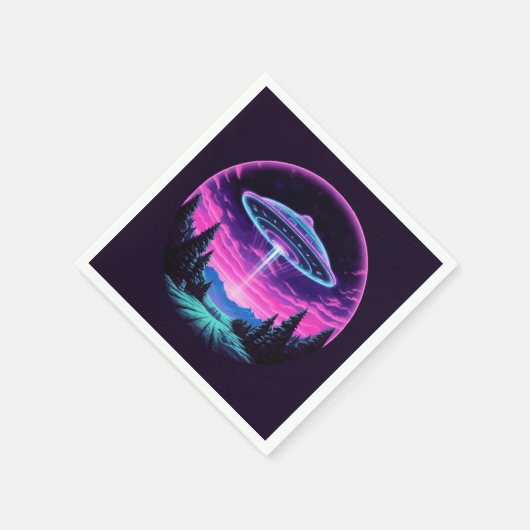 Buitenaards ruimteschip retro futuristisch servet (Hoek)