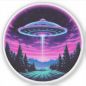 Buitenaards ruimteschip retro futuristisch sticker (Voorkant)