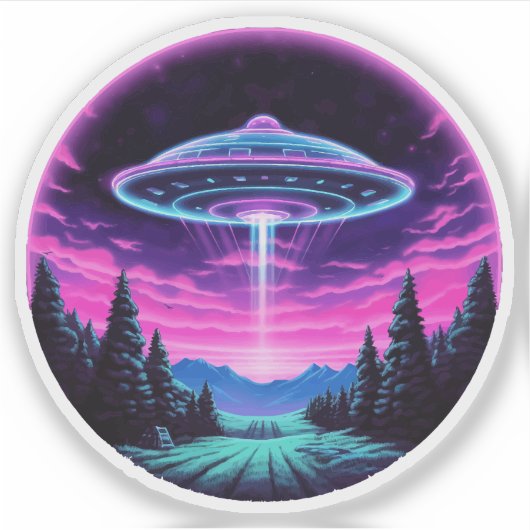 Buitenaards ruimteschip retro futuristisch sticker (Voorkant)