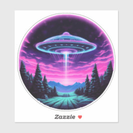 Buitenaards ruimteschip retro futuristisch sticker