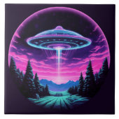 Buitenaards ruimteschip retro futuristisch tegeltje (Voorkant)