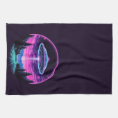 Buitenaards ruimteschip retro futuristisch theedoek (Horizontaal)