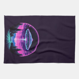 Buitenaards ruimteschip retro futuristisch theedoek