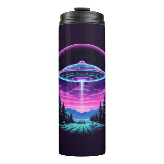 Buitenaards ruimteschip retro futuristisch thermosbeker (Voorkant)