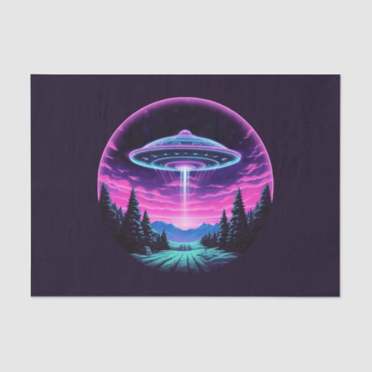 Buitenaards ruimteschip retro futuristisch tissuepapier (Voorkant)