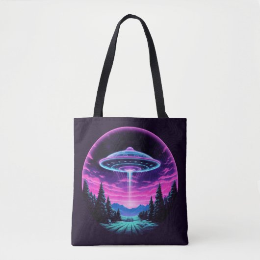 Buitenaards ruimteschip retro futuristisch tote bag (Voorkant)