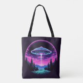 Buitenaards ruimteschip retro futuristisch tote bag (Achterkant)