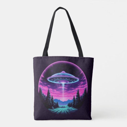 Buitenaards ruimteschip retro futuristisch tote bag (Achterkant)