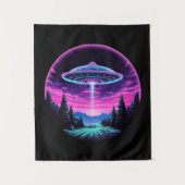 Buitenaards ruimteschip retro futuristisch wandkleed (Voorkant)