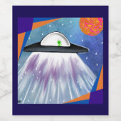 Buitenaards ruimteschip UFO Space Wijn Etiket (Enkel label)