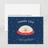 Buitenaards ruimteschip verjaardag bedankbrief bedankkaart (Voorkant / Achterkant)