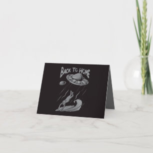 buitenaards surfende illustratie met thuis bedankkaart