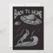 buitenaards surfende illustratie met thuis bedankkaart (Voorkant)