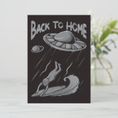 buitenaards surfende illustratie met thuis bedankkaart (Staand voorkant)
