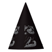 buitenaards surfende illustratie met thuis feesthoedjes (Voorkant)