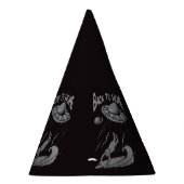 buitenaards surfende illustratie met thuis feesthoedjes (Rechts)