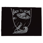 buitenaards surfende illustratie met thuis groot cadeauzakje (Achterkant)