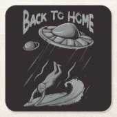 buitenaards surfende illustratie met thuis kartonnen onderzetters (Voorkant)