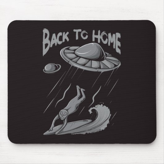 buitenaards surfende illustratie met thuis muismat (Voorkant)