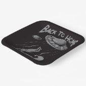 buitenaards surfende illustratie met thuis papieren bordje (Gebogen)