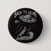 buitenaards surfende illustratie met thuis ronde button 5,7 cm (Voorkant)